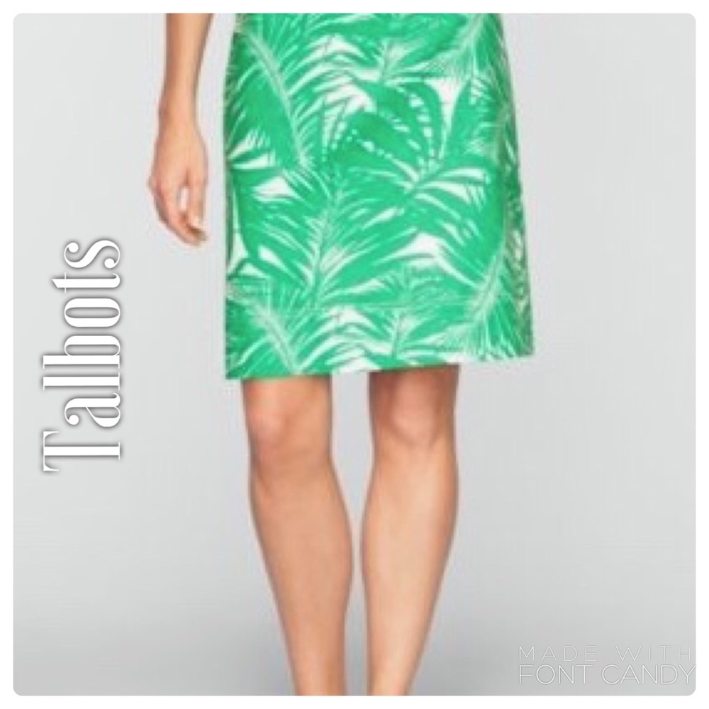 Talbots Green and White Leaf Skirt